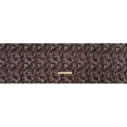 Stretch Flowers and Cranes Jacquard Print - Brown and Black Plaid - Mood Exclusive Long Live Full