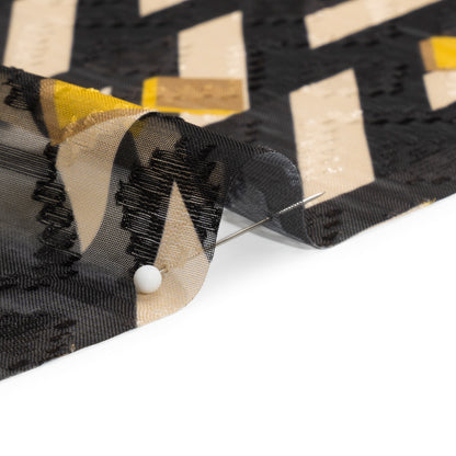 Geometric Burnout Polyester Woven Print - Black and Yellow Geometric - Mood Exclusive Treasures Untold Folded