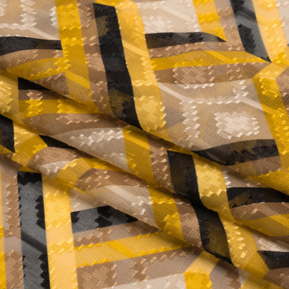 Geometric Burnout Polyester Woven Print - Yellow, Beige and Black Geometric - Mood Exclusive Bananquit Babble Full