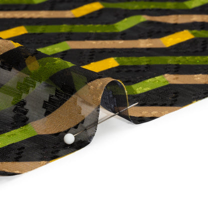 Geometric Burnout Polyester Woven Print - Green Zig Zags - Mood Exclusive Wicked Will Island Folded