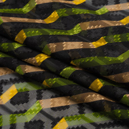 Geometric Burnout Polyester Woven Print - Green Zig Zags - Mood Exclusive Wicked Will Island Full