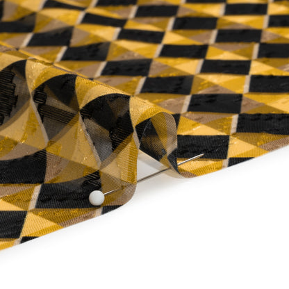 Geometric Burnout Polyester Woven Print - Yellow and Black Geometric - Mood Exclusive Raw Honey Glow Folded