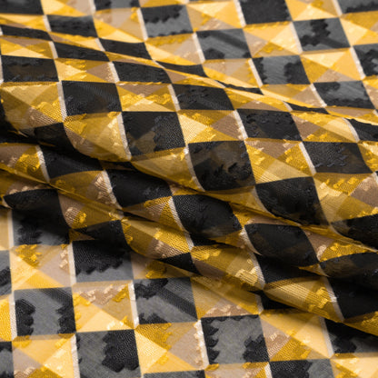 Geometric Burnout Polyester Woven Print - Yellow and Black Geometric - Mood Exclusive Raw Honey Glow Full
