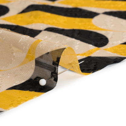 Geometric Burnout Polyester Woven Print - Yellow Circles and Rectangles - Mood Exclusive Floyd's Moon Folded