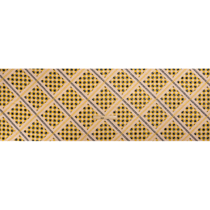 Geometric Burnout Polyester Woven Print - Goldenrod Yellow Gingham Plaid - Mood Exclusive Al Fresco Feast Drape