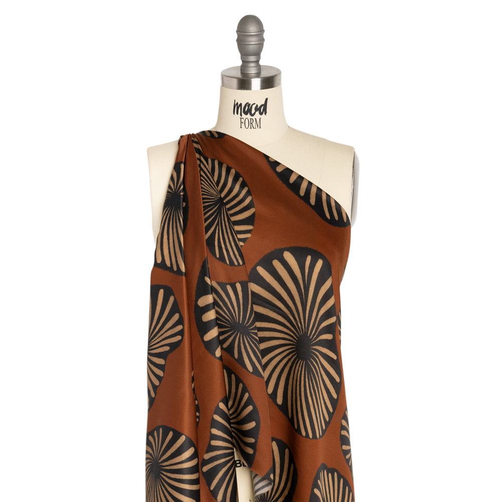Mood Exclusive Brown Maggie's Medallions Striped Viscose Dobby Detail