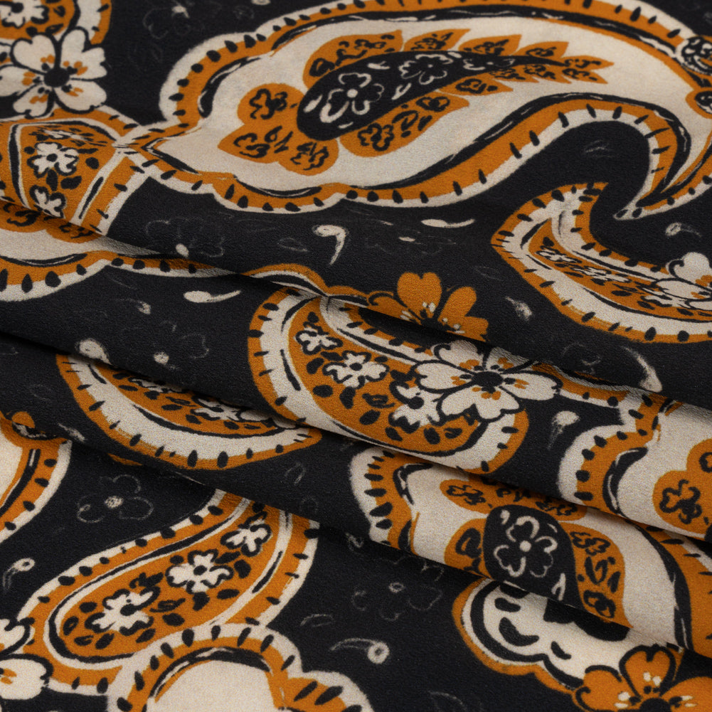 Mood Exclusive Black Here's to Paisley Lightweight Recycled Polyester Crepe Folded