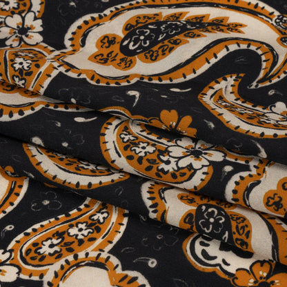 Mood Exclusive Black Here's to Paisley Lightweight Recycled Polyester Crepe Folded