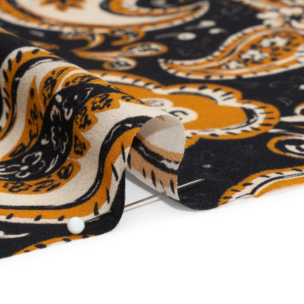 Mood Exclusive Black Here's to Paisley Lightweight Recycled Polyester Crepe Detail