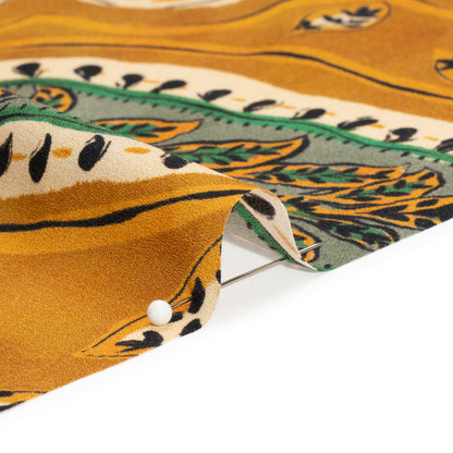 Mood Exclusive Tan Bountiful Blooms Lightweight Polyester Crepe Detail
