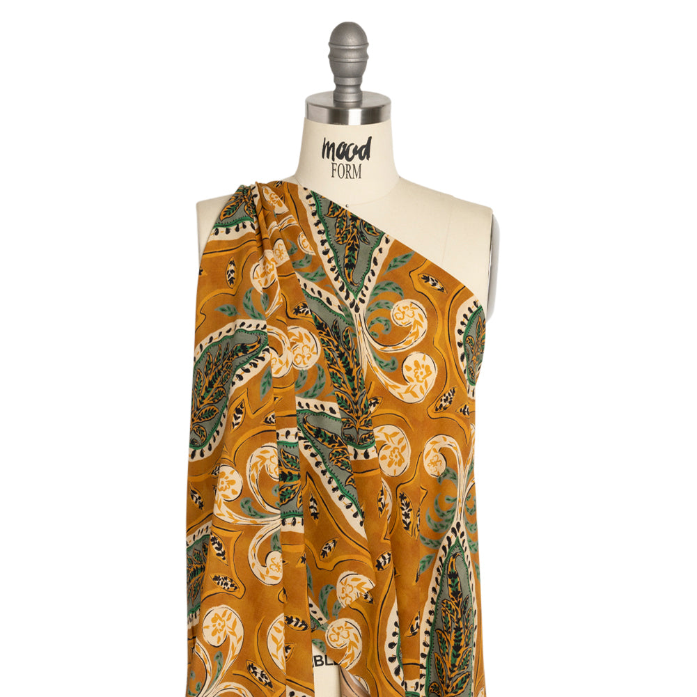Mood Exclusive Tan Bountiful Blooms Lightweight Polyester Crepe Drape