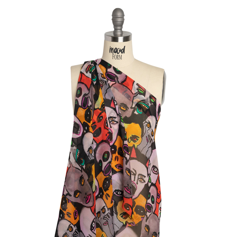 Mood Exclusive Red Nefarious Fiends Viscose Chiffon Detail