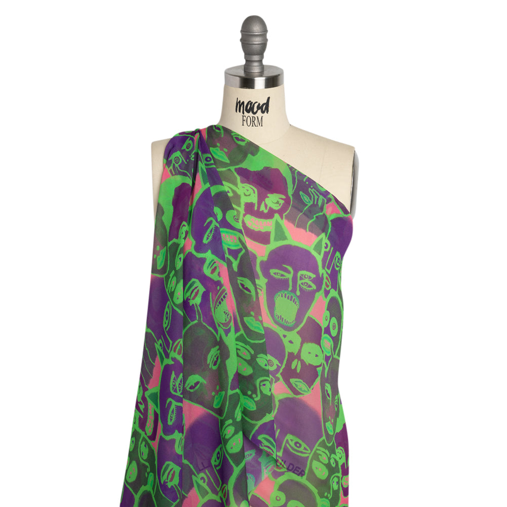 Mood Exclusive Neon Green Nefarious Fiends Viscose Chiffon Detail