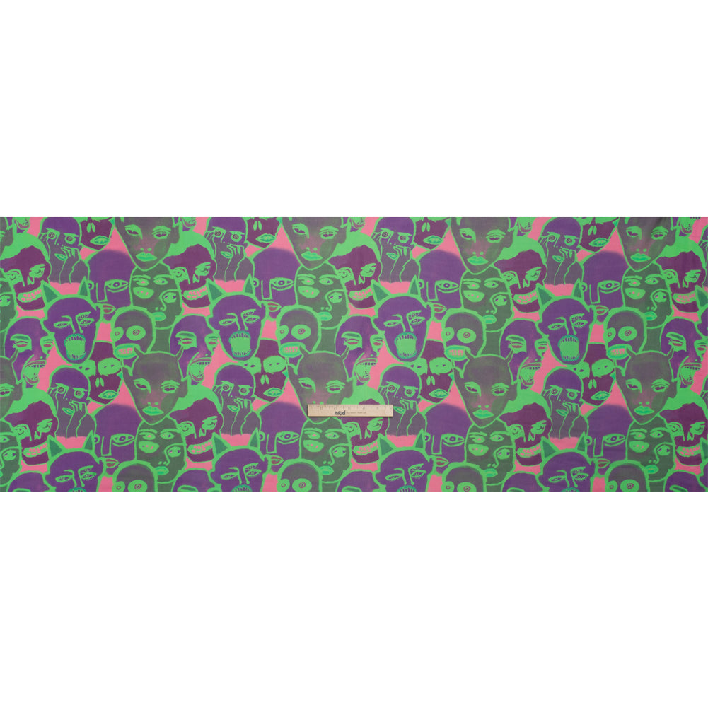 Mood Exclusive Neon Green Nefarious Fiends Viscose Chiffon Drape
