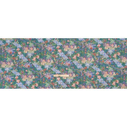 Crinkled Cotton Gauzy Woven Print - Forest Green, Red and Blue Floral - Mood Exclusive Derbyshire Stroll Full