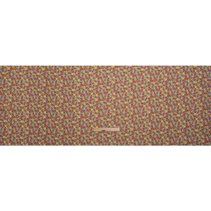 Crinkled Cotton Gauzy Woven Print - Red, Yellow and Gray Floral - Mood Exclusive Little Lillies Full
