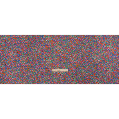 Crinkled Cotton Gauzy Woven Print - Hot Pink, Orange and Blue Floral - Mood Exclusive Bed of Begonias Full