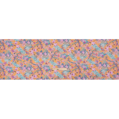 Crinkled Cotton Gauzy Woven Print - Creamsicle, Pink and Blue Floral - Mood Exclusive Derbyshire Stroll Full