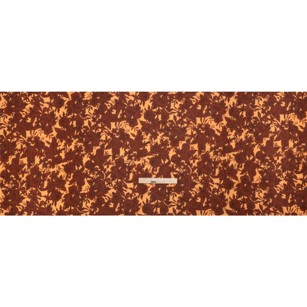 Crinkled Cotton Gauzy Woven Print - Rust and Pale Orange Floral - Mood Exclusive Floral Farewell Full