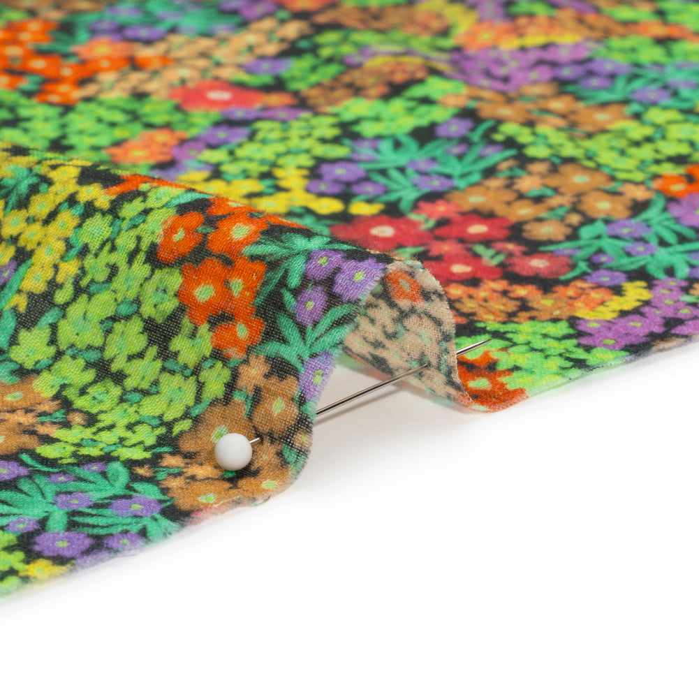 Crinkled Cotton Gauzy Woven Print - Green and Red Floral - Mood Exclusive The View Above Detail