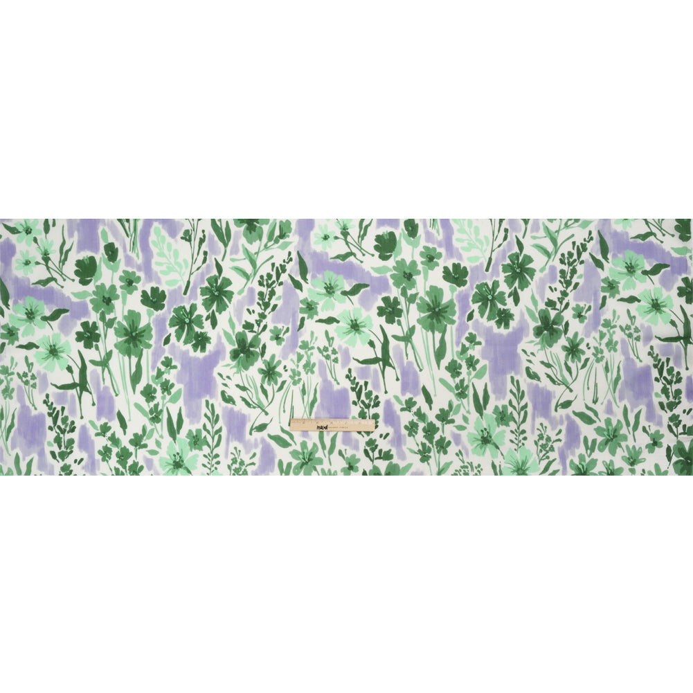 Crinkled Cotton Gauzy Woven Print - Lavender and Green Floral - Mood Exclusive Abundance Mindset Full