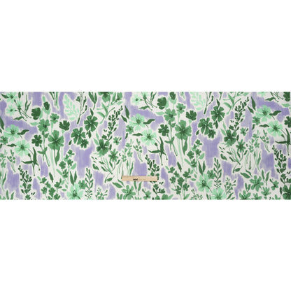 Crinkled Cotton Gauzy Woven Print - Lavender and Green Floral - Mood Exclusive Abundance Mindset Full