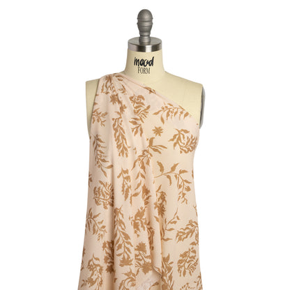 Mood Exclusive Beige Sprouting Sprigs Crinkled Gauzy Viscose Crepe Detail
