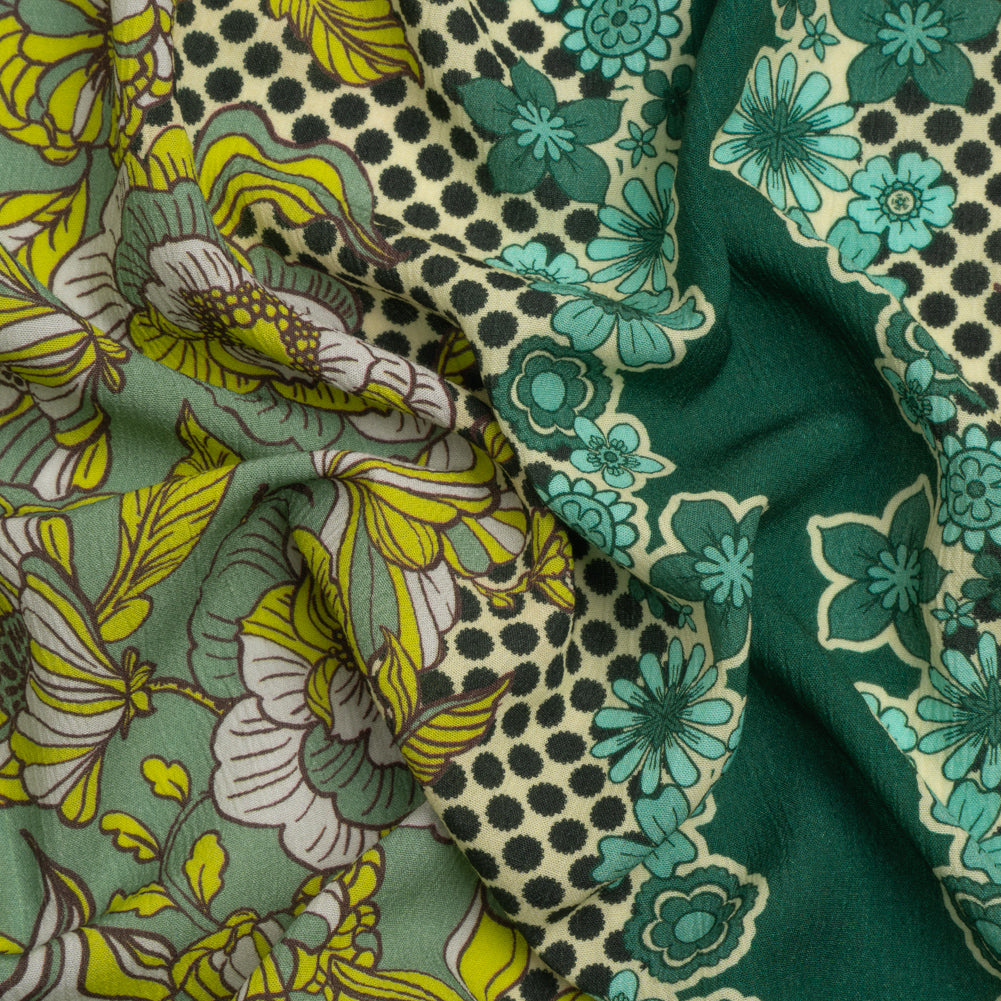 Mood Exclusive Green In Her Hair Crinkled Gauzy Viscose Crepe Panel