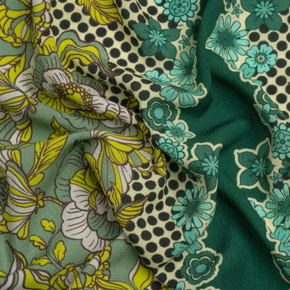 Mood Exclusive Green In Her Hair Crinkled Gauzy Viscose Crepe Panel