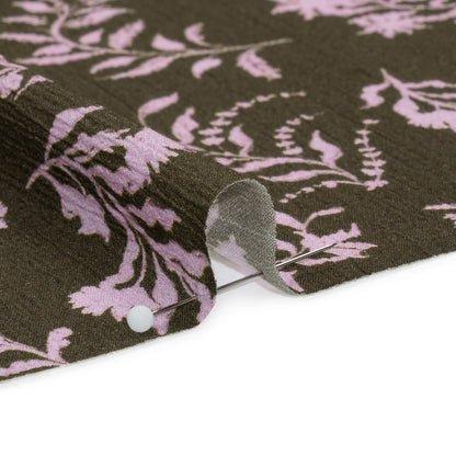 Mood Exclusive Olive Sprouting Sprigs Crinkled Gauzy Viscose Crepe Folded