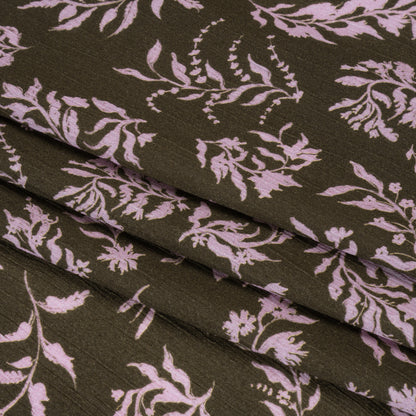 Mood Exclusive Olive Sprouting Sprigs Crinkled Gauzy Viscose Crepe Full