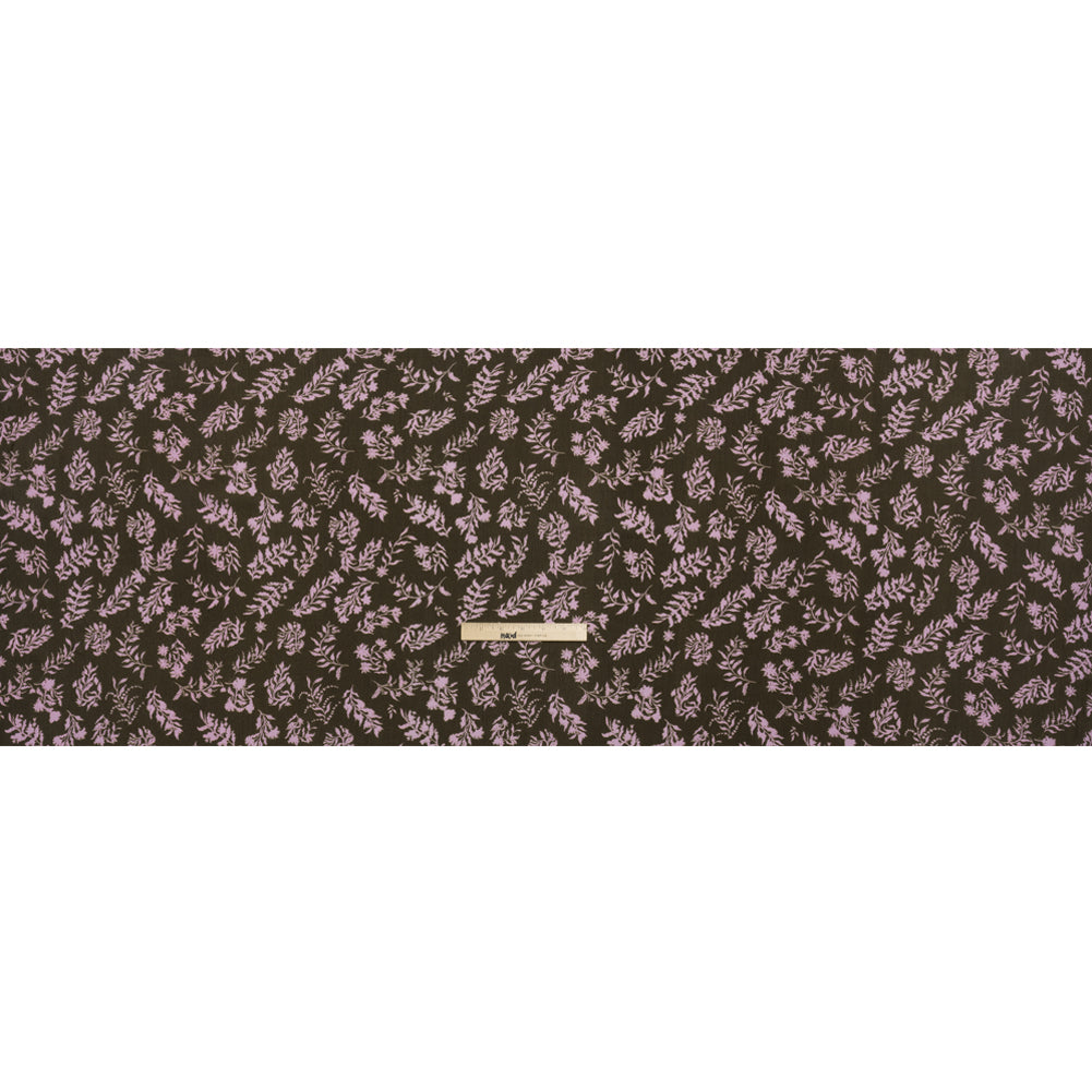 Mood Exclusive Olive Sprouting Sprigs Crinkled Gauzy Viscose Crepe Drape