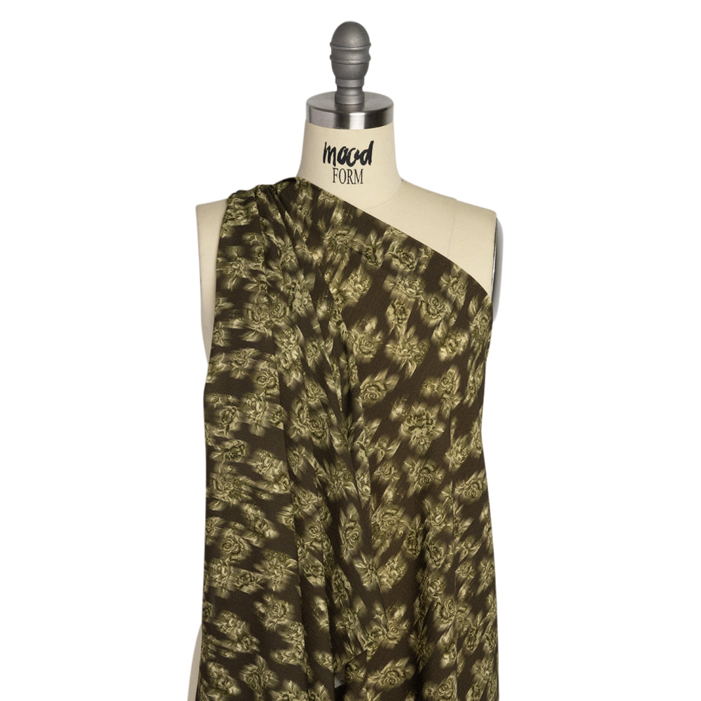 Mood Exclusive Olive Fragrant Feelings Crinkled Gauzy Viscose Crepe Detail