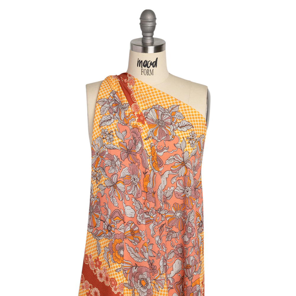 Mood Exclusive Orange In Her Hair Crinkled Gauzy Viscose Crepe Panel Detail