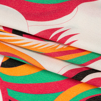Metallic Viscose Woven Print - Pink, Green and White Abstract - Mood Exclusive Air Ride Folded