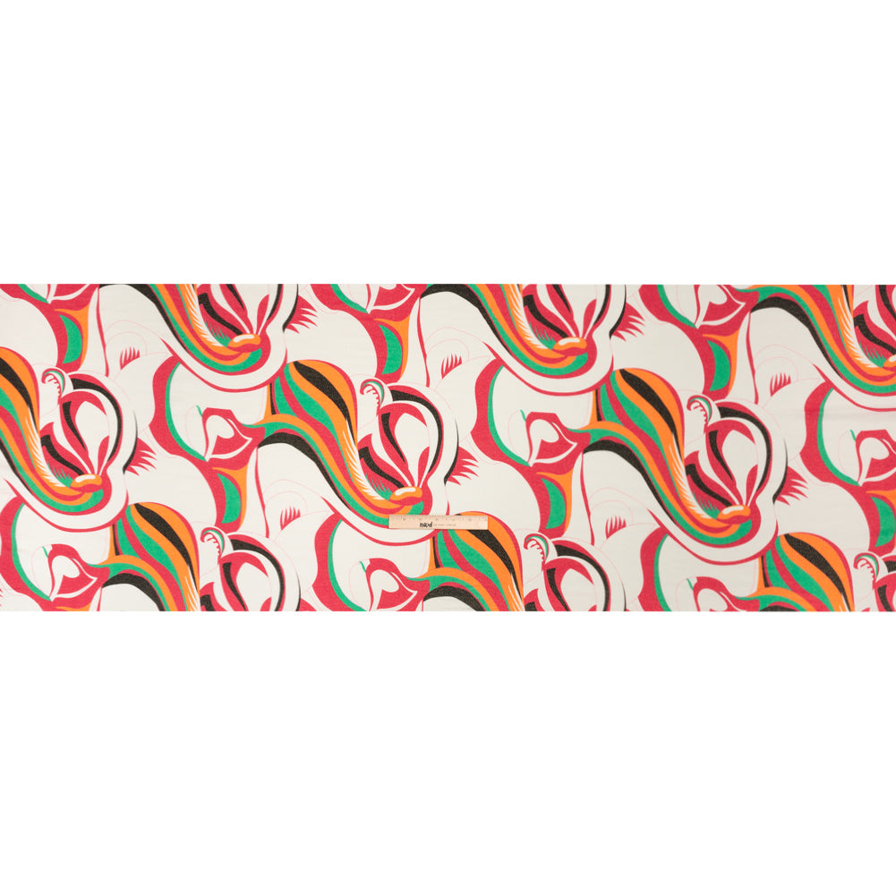 Metallic Viscose Woven Print - Pink, Green and White Abstract - Mood Exclusive Air Ride Full