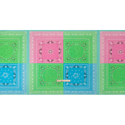 Metallic Viscose Woven Panel - Blue, Green and Pink Bandana Paisley Patchwork - Mood Exclusive Bandana Believer Full
