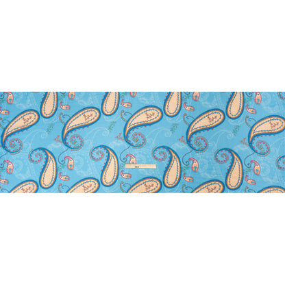 Metallic Viscose Woven Print - Blue and Peach Paisley - Mood Exclusive Bedelia Beginnings Full