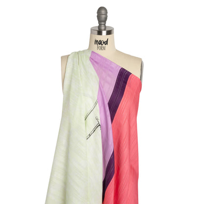 Mood Exclusive Pale Lime Pairs of Palm Metallic Striped Viscose Dobby Detail