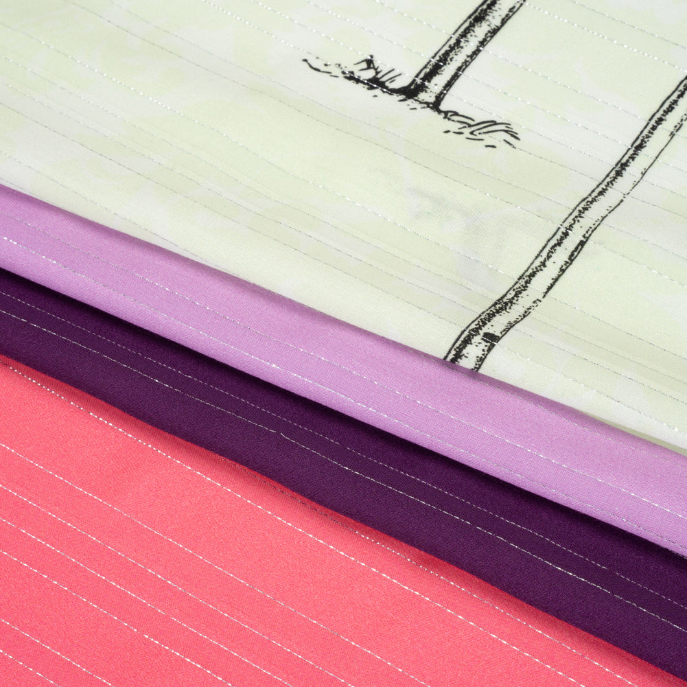 Mood Exclusive Pale Lime Pairs of Palm Metallic Striped Viscose Dobby Full