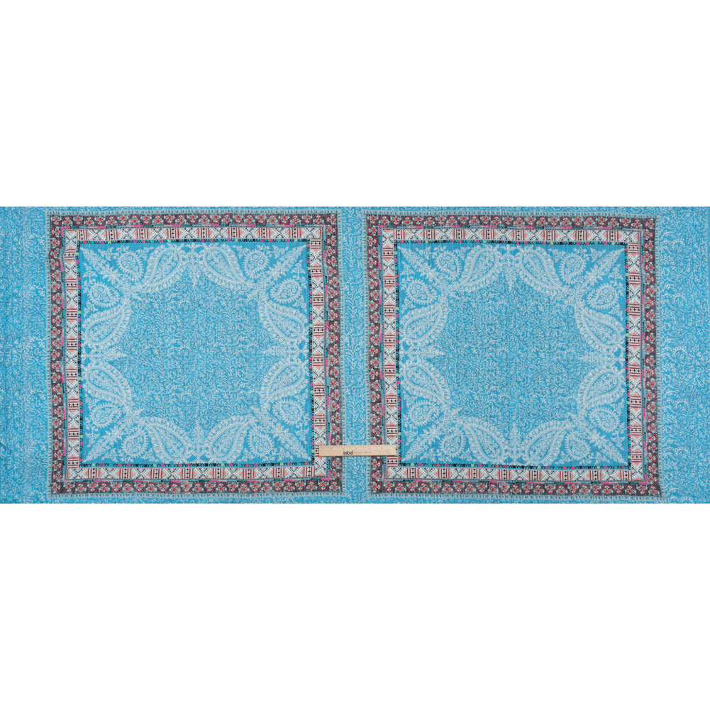 Metallic Striped Viscose Dobby Panel - Light Blue Paisley and Geometric - Mood Exclusive Bandana Bonanza - Full