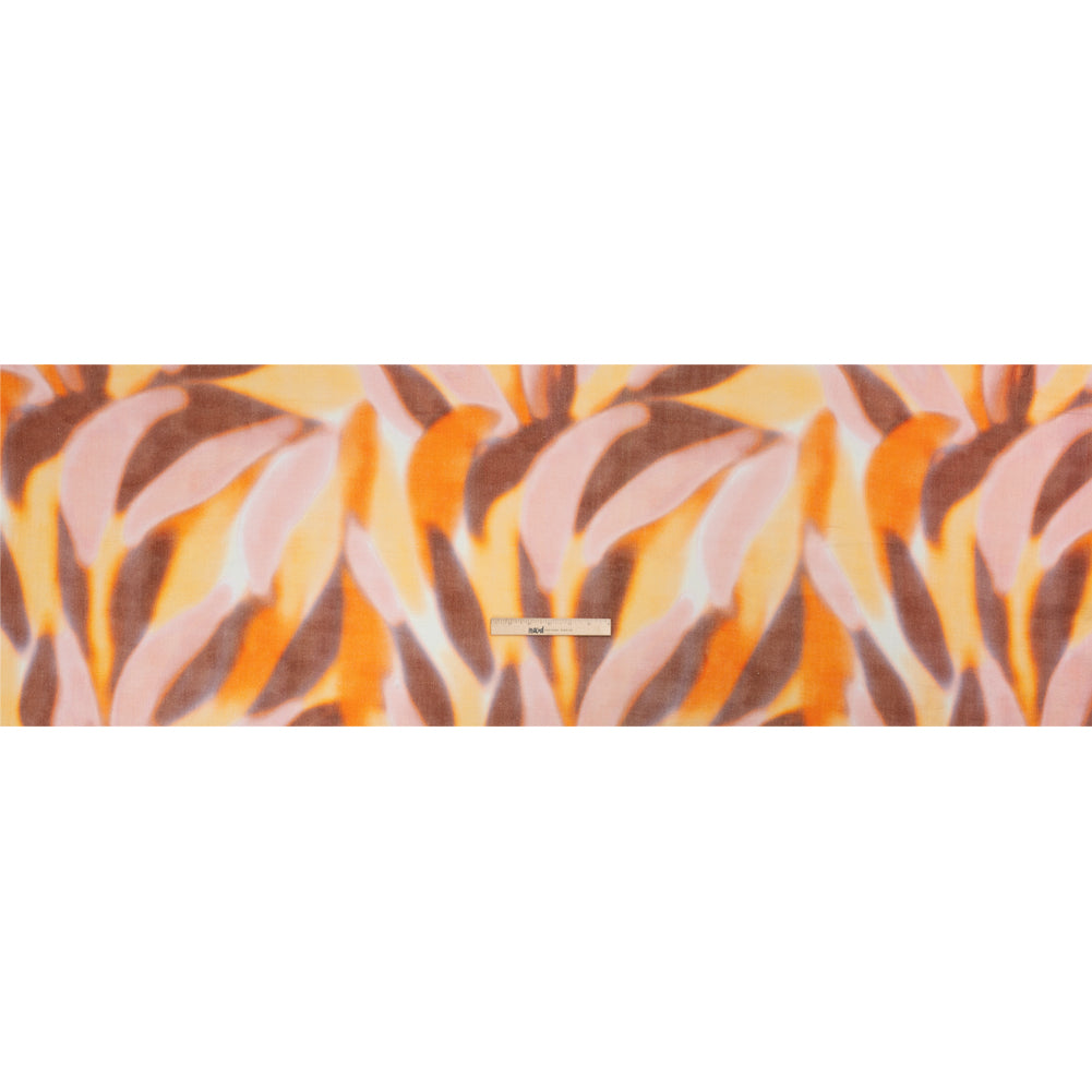 Slubbed Gauzy Cotton Woven Print - Orange, Pink and Brown Hazy Abstract - Mood Exclusive Scattered Sunlight Full