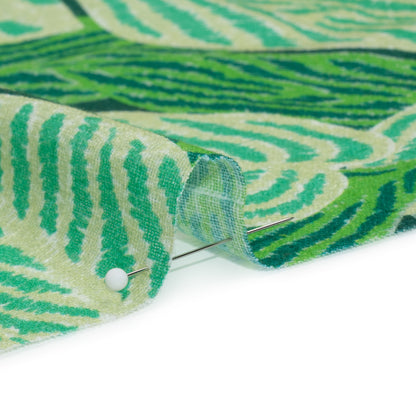 Slubbed Gauzy Cotton Woven Print - Green Simple Leaves - Mood Exclusive Leaf Linger Detail
