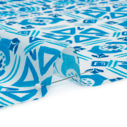 Mood Exclusive Blue Polygon Petals Cotton Crepe Detail