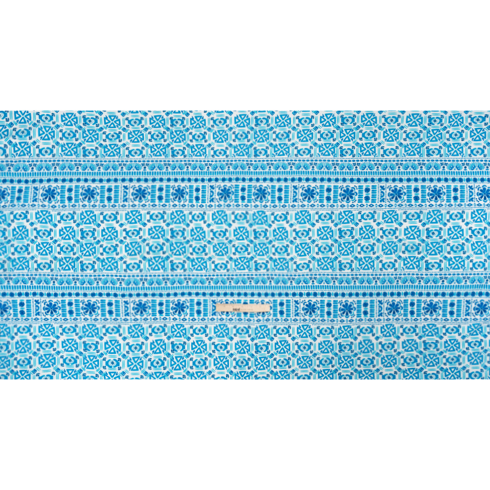 Mood Exclusive Blue Polygon Petals Cotton Crepe Full