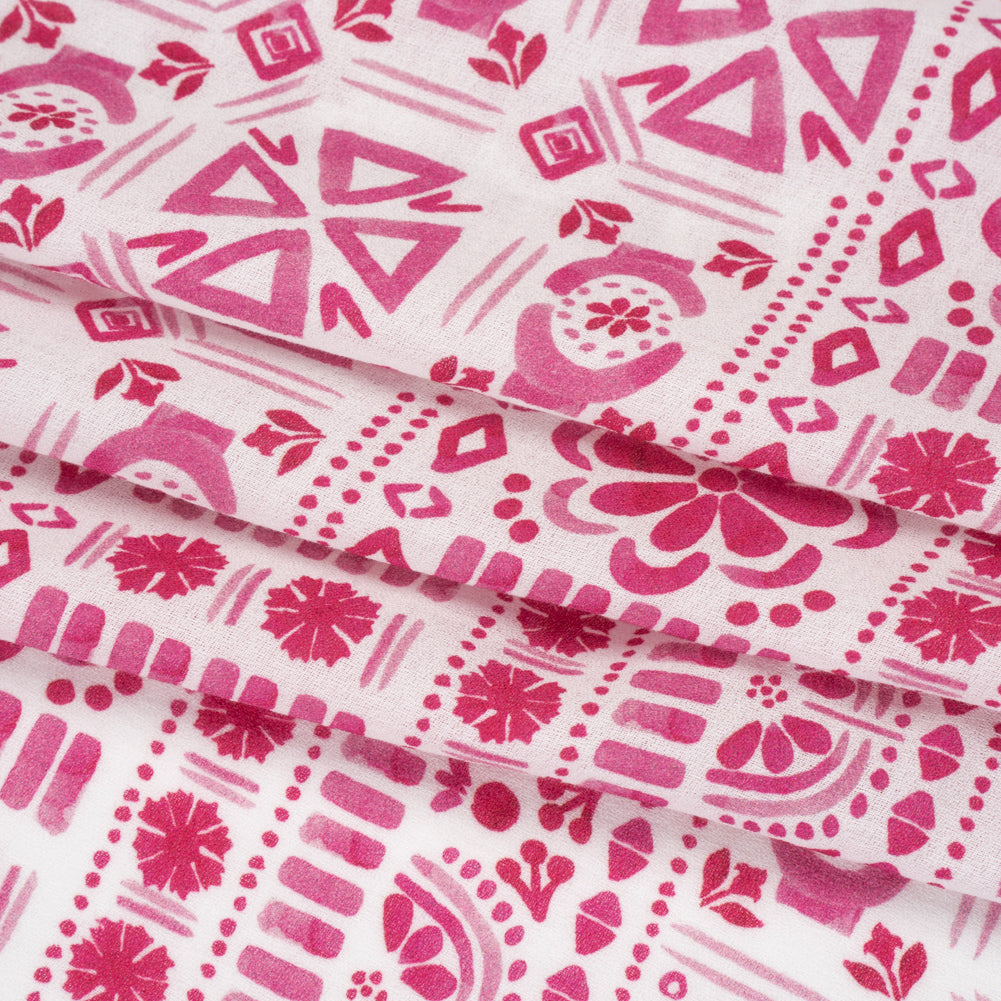 Mood Exclusive Pink Polygon Petals Cotton Crepe Folded