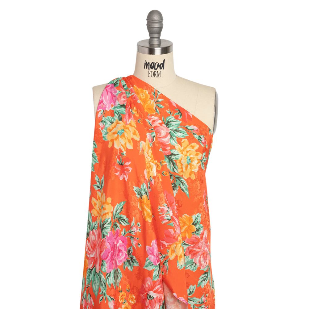 Floral Viscose Jacquard Print - Orange Floral - Mood Exclusive Downright Dalloway Detail