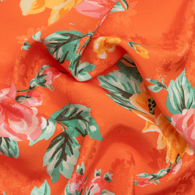 Floral Viscose Jacquard Print - Orange Floral - Mood Exclusive Downright Dalloway