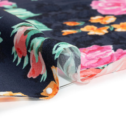 Floral Viscose Jacquard Print - Midnight and Orange Floral - Mood Exclusive Downright Dalloway Folded