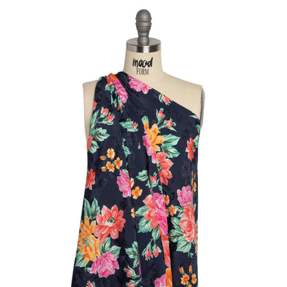 Floral Viscose Jacquard Print - Midnight and Orange Floral - Mood Exclusive Downright Dalloway Detail